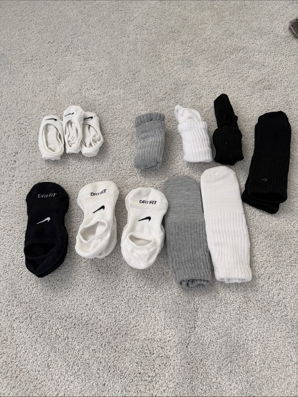 Mixed Black, White & Gray Athletic Sock Bundle assorted sizes